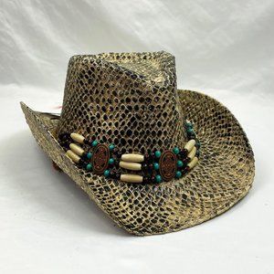 Kids Rodeo Ombre Cowboy Hat with Drawstring, Girls Dress Up Straw Cowgirl Hats